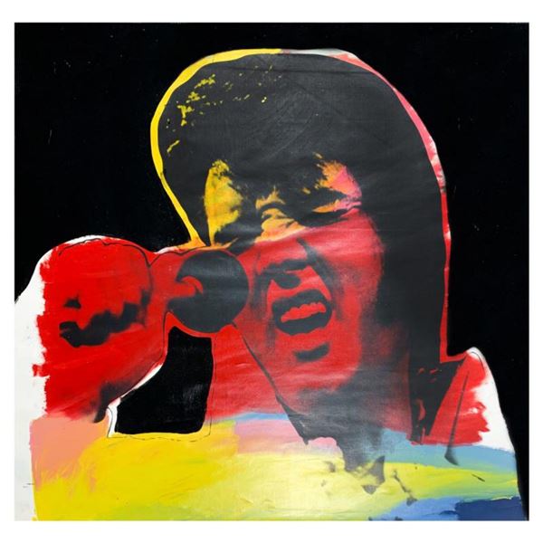 Steve Kaufman (1960-2010), "Elvis" Hand Signed Limited Edition Hand Pulled Silkscreen Mixed Media on