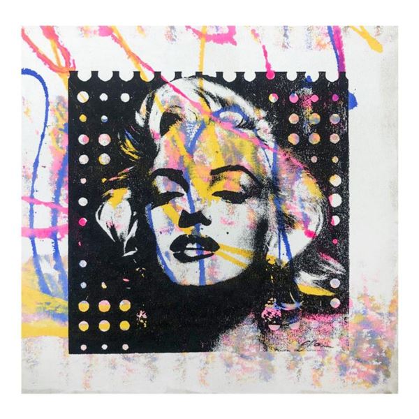 Gail Rodgers, "Marilyn Monroe" Hand Signed Original Hand Pulled Silkscreen Mixed Media on Canvas wit