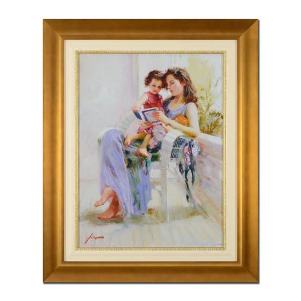 Pino (1939-2010), "Book of Poems" Framed Limited Edition Artist-Embellished Giclee on Canvas. Number
