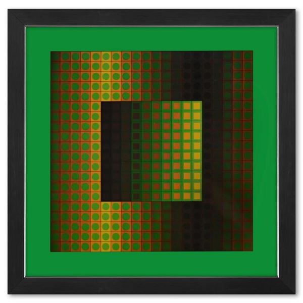 Victor Vasarely (1908-1997), "Zett - ZS de la série Folklore Planetaire" Framed 1971 Heliogravure Pr