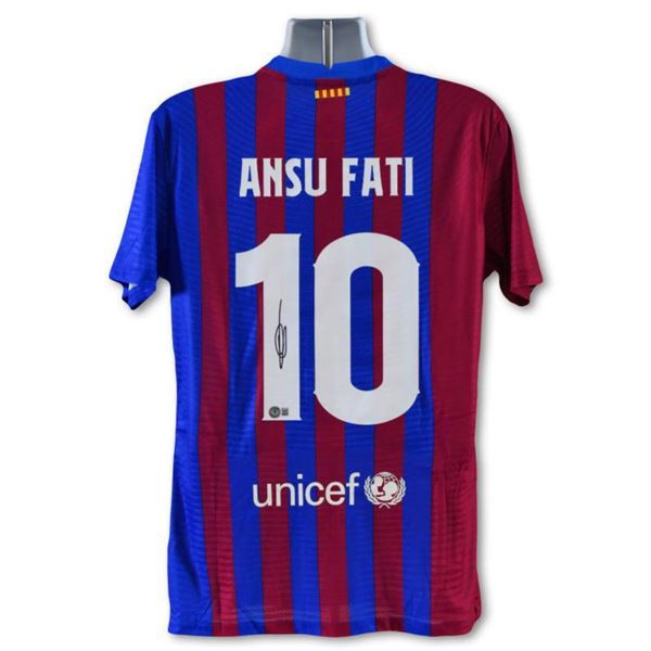 F.C. Barcelona Jersey (Home) Autographed by Professional Footballer, Ansu Fati with Certificate of A