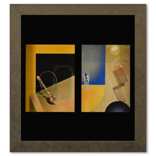 Victor Vasarely (1908-1997), "Etude (Bleue, Verte) de la série Graphismes 1" Framed 1977 Heliogravur