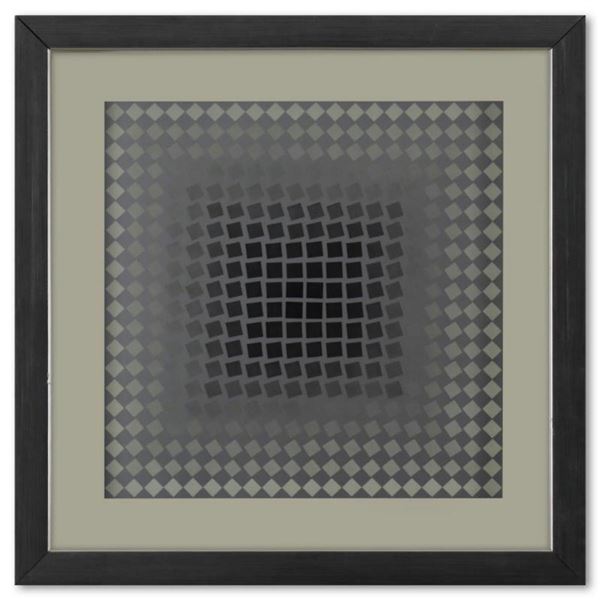 Victor Vasarely (1908-1997), "CTA - 106 - ARG de la série CTA - 102" Framed 1971 Heliogravure Print 