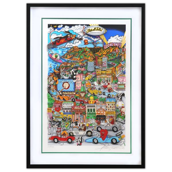 Charles Fazzino- 3D Construction Silkscreen Serigraph "Looneywood"