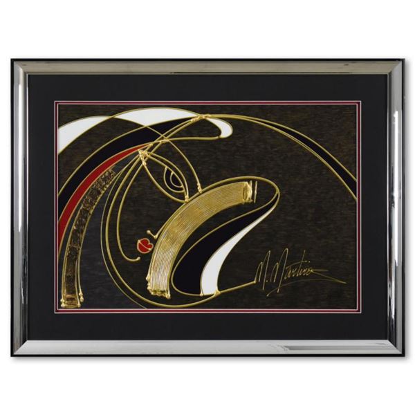 Martiros Manoukian, "Golden Sorrow" Framed Limited Edition Mixed Media Silkscreen, Numbered and Hand