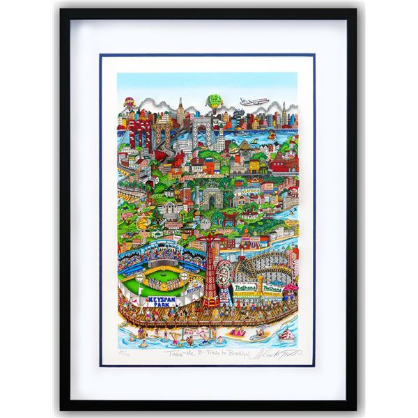 Charles Fazzino- 3D Construction Silkscreen Serigraph "Take the B-Train to Brooklyn"