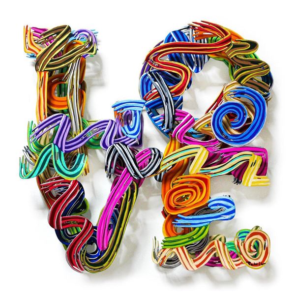 Patricia Govezensky- Original Painting on Cutout Steel "Contemporary Love (Mini Series)"