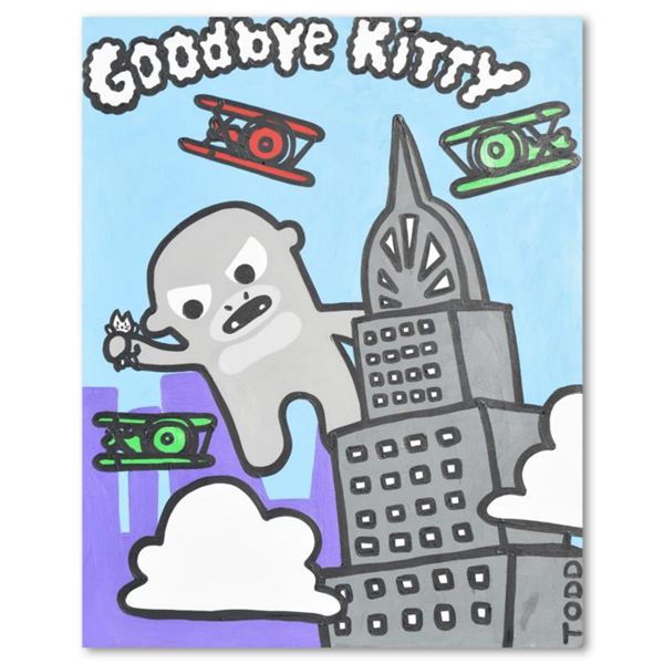 Todd Goldman, "Goodbye Kitty" Original Acrylic Painting on Gallery Wrapped Canvas (48" x 60"), Hand 