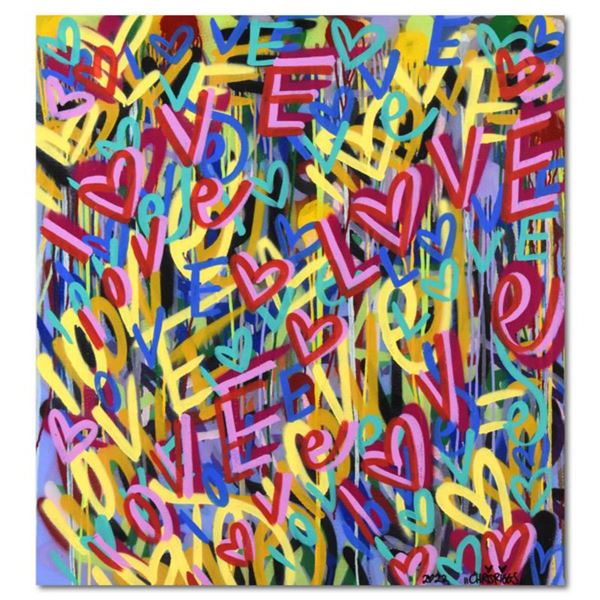 Chris Riggs, "Love" Original Spray Paint Painting on Gallery Wrapped Canvas, Hand Signed with Letter