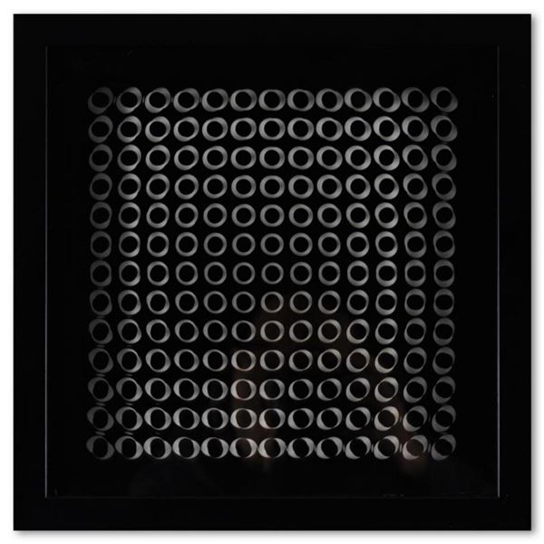 Victor Vasarely (1908-1997), "Trois Dimensions Optique de la série Cinetiques" Framed 1973 Dimension