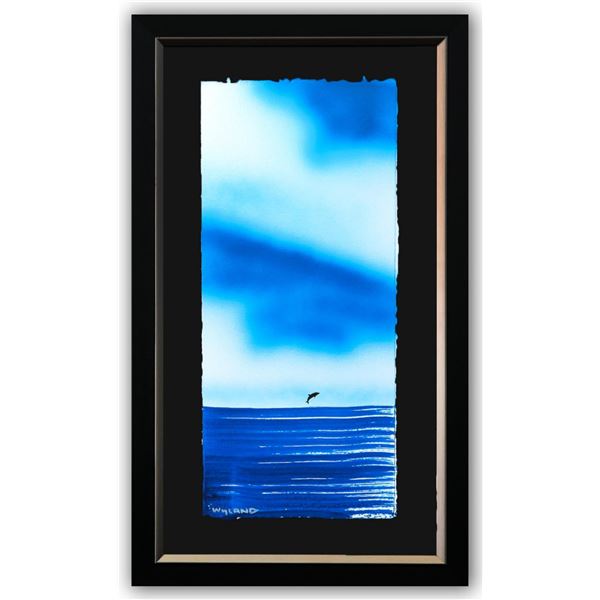 Wyland- Original Watercolor Painting on Deckle Edge Paper "Dolphin"