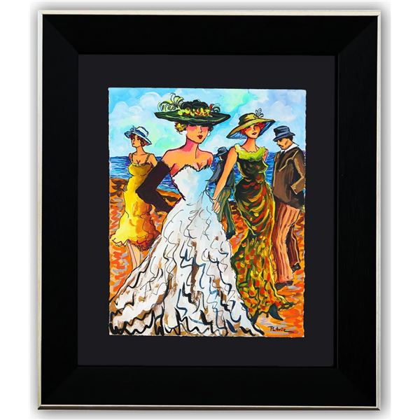 Patricia Govezensky- Original Watercolor "Modeling in the Beach"