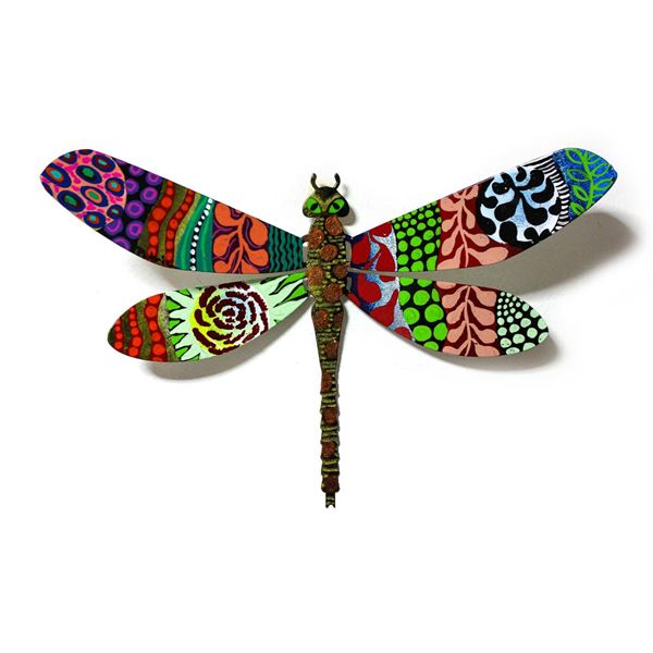 Patricia Govezensky- Original Painting on Cutout Steel "Dragonfly CLXVII"