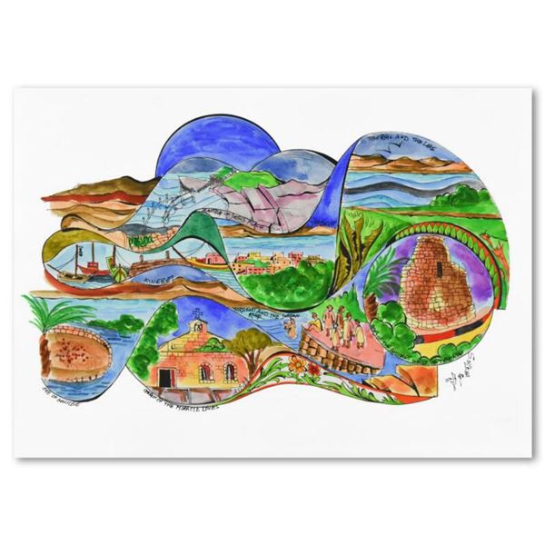 Sami Zilkha, One-of-a-Kind Hand Watercolored Mixed Media, Hand Signed with Letter of Authenticity