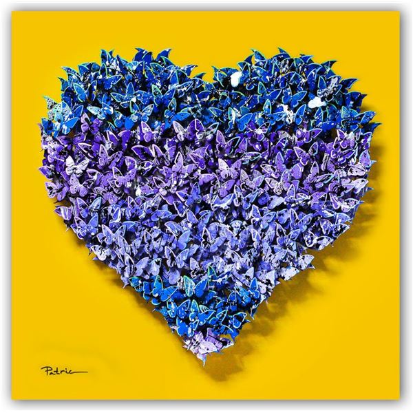 Patricia Govezensky- Original 3D Metal Art on Wood "Heart"
