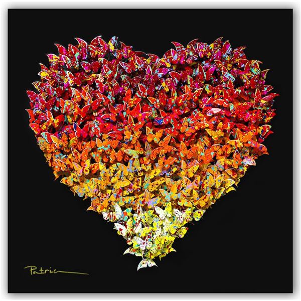 Patricia Govezensky- Original 3D Metal Art on Wood "Heart"