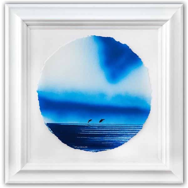 Wyland- Original Watercolor Painting on Deckle Edge Paper "Dolphins"