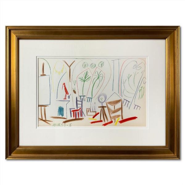 Pablo Picasso (1881-1973), "Carnet de Californie 15.11.55-I" Framed Lithograph on Paper, with Letter