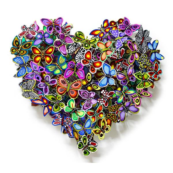 Patricia Govezensky- Original Painting on Cutout Steel "Love in Paradise (Mini Series)"