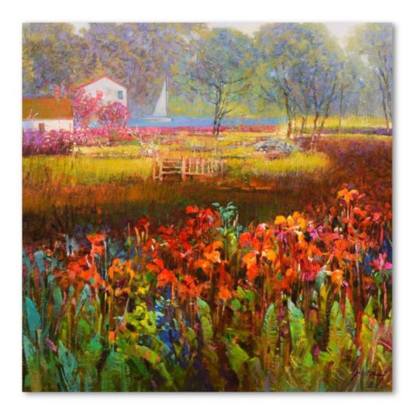 Ming Feng, "Bayview Meadow" Original Oil Painting on Canvas, Hand Signed with Letter of Authenticity