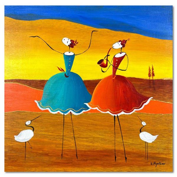 Ester Myatlov Hand Signed Original Painting on Wood Panel with Letter of Authenticity.
