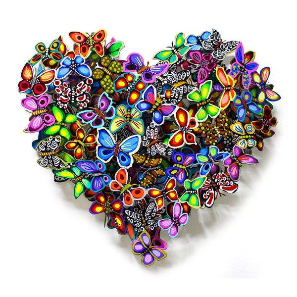 Patricia Govezensky- Original Painting on Cutout Steel "Love in Paradise (Mini Series)"