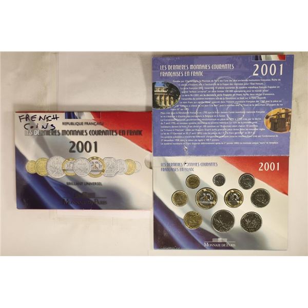 2001 FRANCE 10 COIN BRILLIANT UNC SET IN ORIGINAL