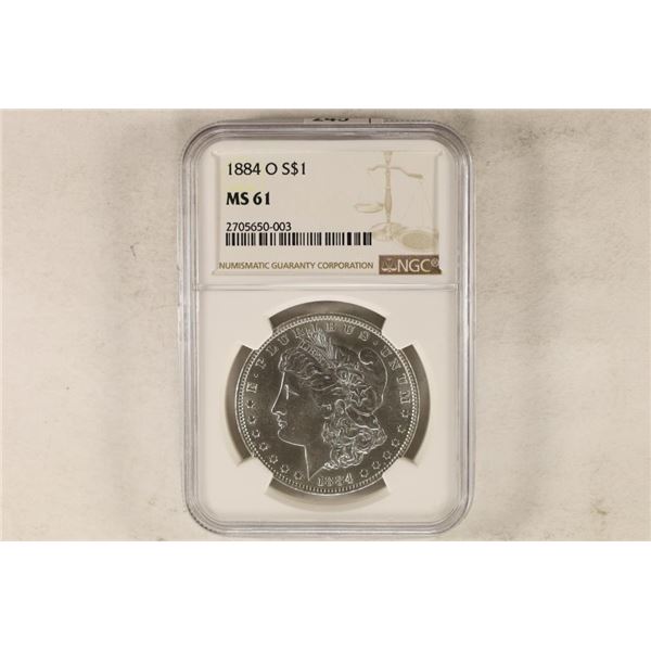 1884-O MORGAN SILVER DOLLAR NGC MS61