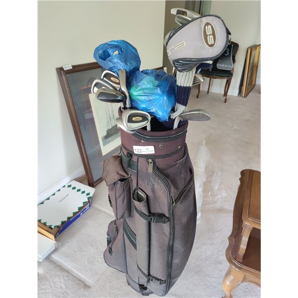 Golf Bag with Clubs and Balls