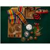 Image 1 : BRITISH WWI   MEDALS 5  AND  5  BADGES  AND  5  BUTTONS  3 FIRED BULLETS  INTO  CROSS
