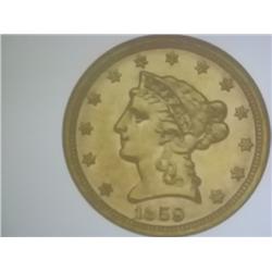 GOLD  LIBERTY  2.50  DOLLARS  1859