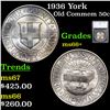 Image 1 : 1936 York Old Commem Half Dollar 50c Graded ms66+ By SEGS