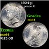 Image 1 : 1924-p Peace Dollar $1 Grades Choice Unc