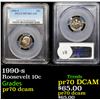 Image 1 : Proof PCGS 1990-s Roosevelt Dime 10c Graded pr70 dcam By PCGS