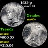 Image 1 : 1925-p Peace Dollar $1 Grades GEM+ Unc