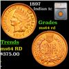 Image 1 : 1897 Indian Cent 1c Graded ms64 rd By SEGS