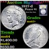 Image 1 : ***Auction Highlight*** 1927-d Peace Dollar $1 Graded Select+ Unc By USCG (fc)