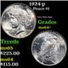 Image 1 : 1924-p Peace Dollar $1 Grades Choice+ Unc
