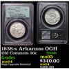 Image 1 : PCGS 1938-s Arkansas Old Commem Half Dollar OGH 50c Graded ms64 By PCGS