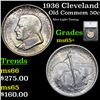 Image 1 : 1936 Cleveland Old Commem Half Dollar 50c Graded ms65+ By SEGS