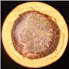 Image 3 : Mixed small cents 1c orig shotgun roll, 1919-d Wheat Cent, 1887 Indian Cent other end, brinks Wrappe