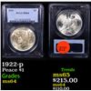 Image 1 : PCGS 1922-p Peace Dollar $1 Graded ms64 By PCGS