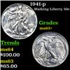 Image 1 : 1941-p Walking Liberty Half Dollar 50c Grades Select+ Unc