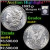 Image 1 : ***Auction Highlight*** 1893-p Morgan Dollar $1 Graded Select+ Unc By USCG (fc)