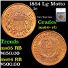 Image 1 : 1864 Lg Motto Two Cent Piece 2c Graded ms64+ rb By SEGS.