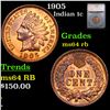 Image 1 : 1905 Indian Cent 1c Graded ms64 rb By SEGS