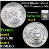 Image 1 : 1936-d Rhode Island Old Commem Half Dollar 50c Graded ms64+ BY SEGS