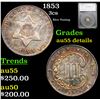 Image 1 : 1853 Three Cent Silver 3cs Graded au55 details By SEGS