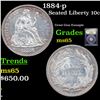 Image 1 : 1884-p Seated Liberty Dime 10c Graded GEM Unc By USCG