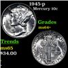 Image 1 : 1945-p Mercury Dime 10c Grades Choice+ Unc